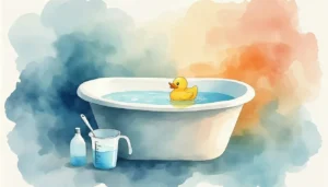 bleach bath with rubber ducky watercolor